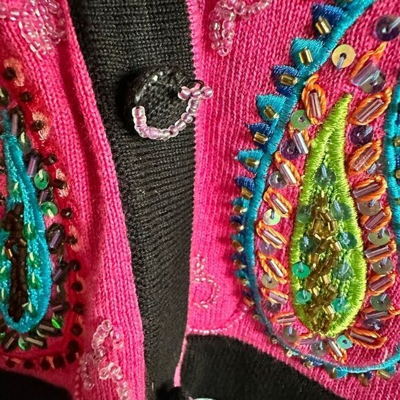 EUC - Just B Women’s Paisley Button Up Cardigan Sweater - Size XL - Picture 7 of 10